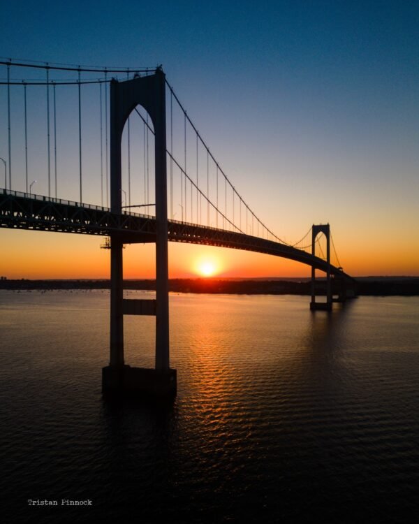 Newport Bridge Sunset Drone